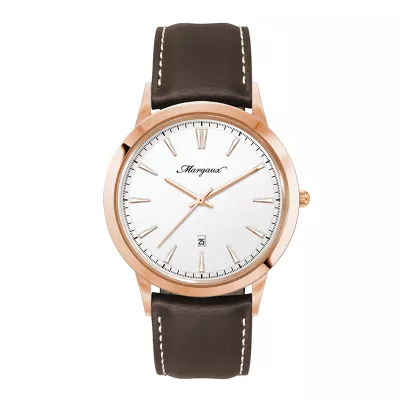 Wc4218 43mm Steel Rose Gold Case, 3 Hand Mvmt, White Dial, Dte Display, Leather Strap, Flat Mineral 