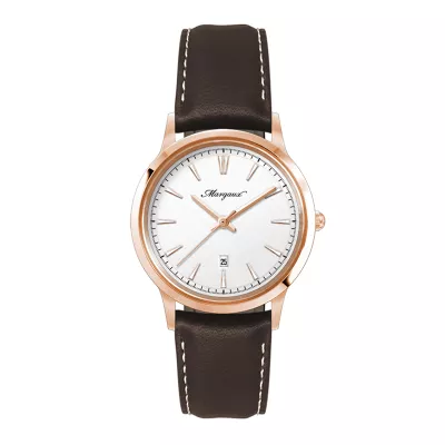 Wc4219 22mm Steel Rose Gold Case, 3 Hand Mvmt, White Dial, Dte Display, Leather Strap, Flat Mineral 