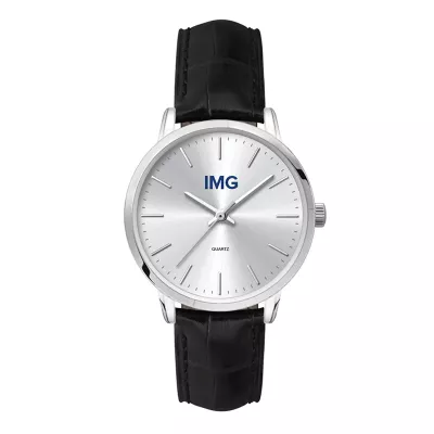 Wc5145 30.5mm Metal Silver Case, 3 Hand Mvmt, Silver Dial, Leather Strap, Flat Mineral Crystal, 3 At