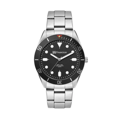 42mm, Silver Metal Case, Bk Bezel, 3-Hand Mvt