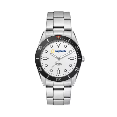 34mm, Silver Metal Case, Bk Bezel, 3-Hand Mvt