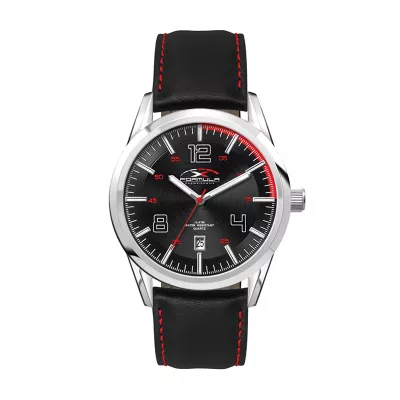 Wc6232 42mm Steel Silver Case, 3 Hand Mvmt, Black Dial, Dte Display, Leather Strap, Flat Mineral Cry