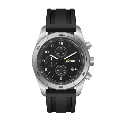 Wc6502 42mm Steel Matte Silver Case, Chronograph Mvmt, Black Dial, Dte Display, Silicone Strap, Flat