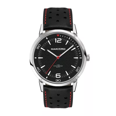 Wc8154 42mm Metal Silver Case, 3 Hand Mvmt, Black Dial, Leather Strap, Flat Mineral Crystal, 3 Atm W