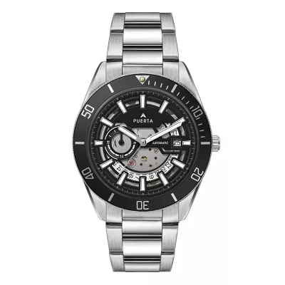 Wc8240 42mm Steel Silver Case, 3 Hand "Automatic" Mvmt, See Through Dial, Dte Display, Bk Rotating B