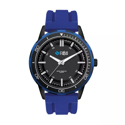 Wc9266 43.5mm Metal Black Case, 3 Hand Mvmt, Black Dial, Blue Ring, Silicone Strap, Flat Mineral Cry