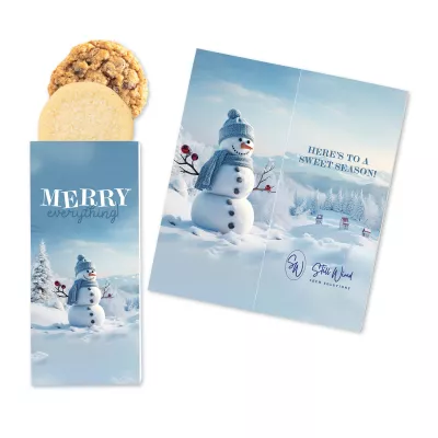 One Color Foil-Stamped Stock Snowman Sweeter Cards with Homestyle Cookie Duo