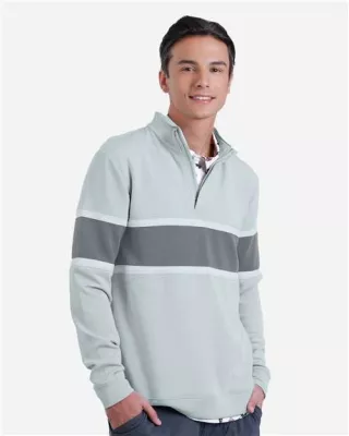 SWANNIES GOLF APPAREL Men's Owen Quarter-Zip Colorblock Pullover Sweater