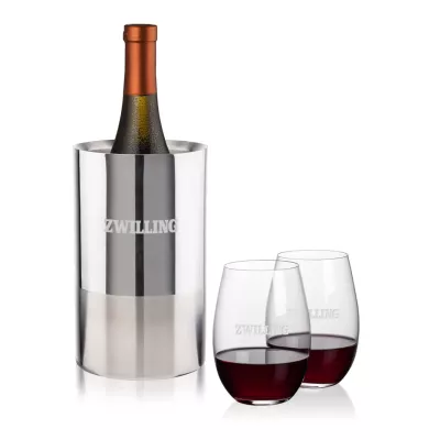 Catania Wine Cooler & Laurent Stemless Wine Set