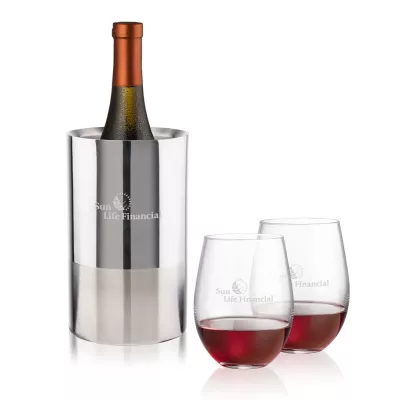Catania Wine Cooler & Redmond Stemless Wine Set