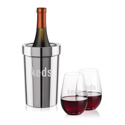 Milano Wine Cooler & Boston Stemless Wine Set