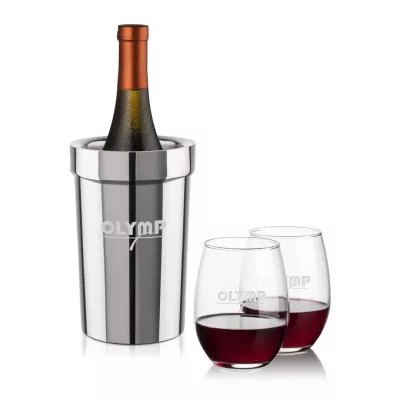 Milano Wine Cooler & Stanford Stemless Wine Set