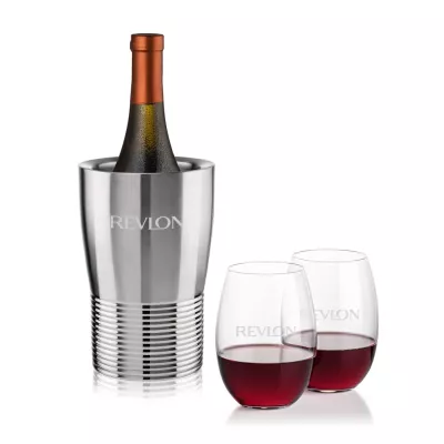 Genoa Wine Cooler & Carlita Stemless Wine Set