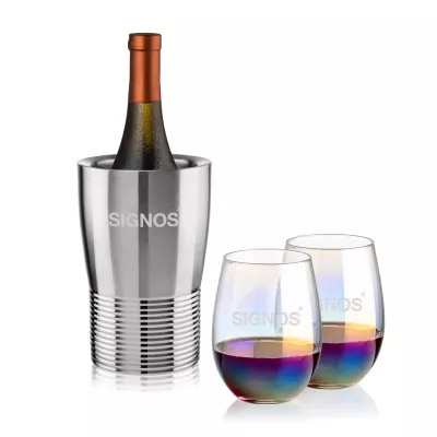 Genoa Wine Cooler & Miami Stemless Wine Set