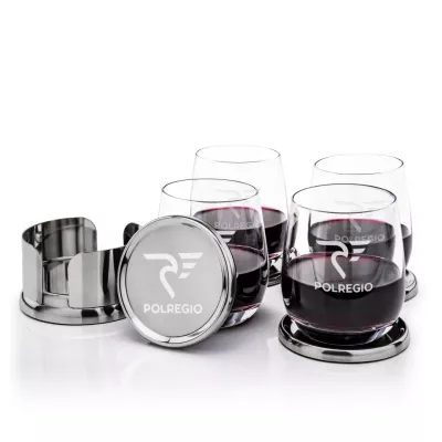 Baldoni Coasters & Crestview Stemless Wine Set
