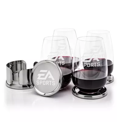 Baldoni Coasters & Oldham Stemless Wine Set