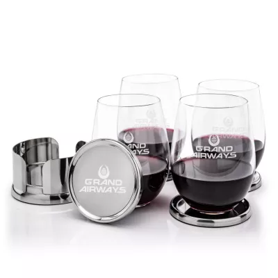 Baldoni Coasters & Redmond Stemless Wine Set