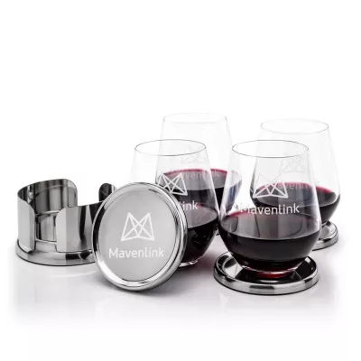 Baldoni Coasters & Reina Stemless Wine Set
