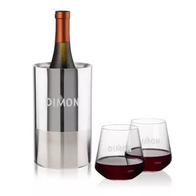Catania Wine Cooler & Cannes Stemless Wine Set