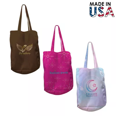 8x10x3 Full-Color Poly Canvas Tote Bag with 3" Gusset