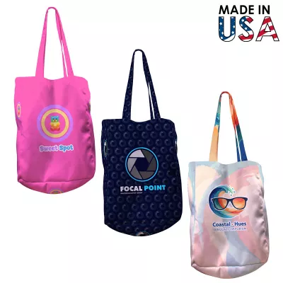 8x10x5 Full-Color Poly Canvas Tote Bag with 5" Gusset