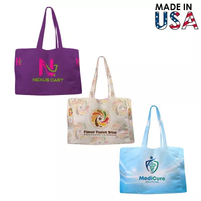 14x12x3 Full-Color Poly Canvas Tote Bag with 3" Gusset
