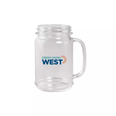 16 Oz. Plastic Mason Jar w/Handle