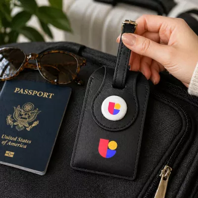 Custom Apple AirTag 2" Leather Luggage Tag Holder