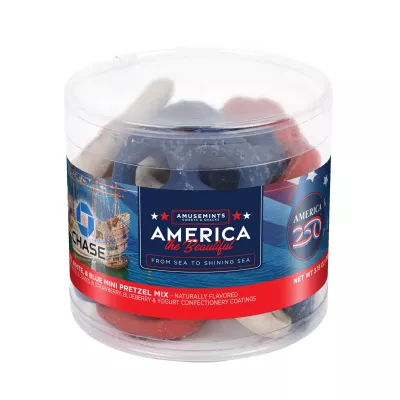 America 250- Round Acetate-Red,White & Blue Mini Pretzels