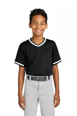 Sport-Tek® Youth Tough Mesh V-Neck Baseball Jersey