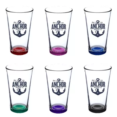 Thirsty 16 oz Pint Glasses with Color Bottom