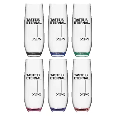 Jubilee 9oz Stemless Champagne Flute Glass with Color Bottom