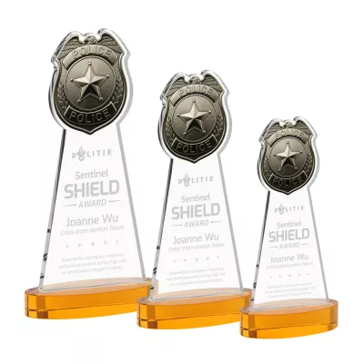 Police Badge Award on Alberton Base - Amber