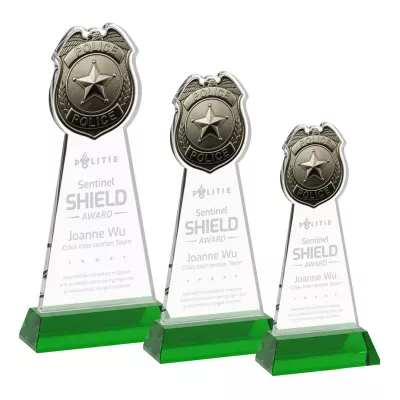 Police Badge Award on Hartford Base - Green