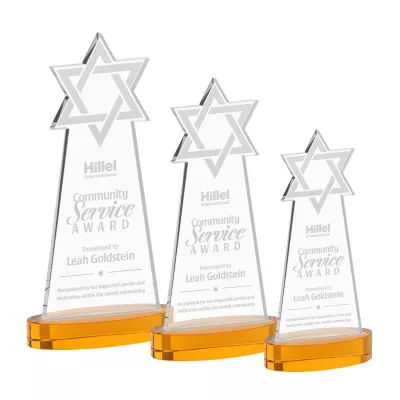Star of David Award on Alberton Base - Amber