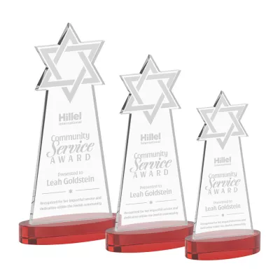 Star of David Award on Alberton Base - Red
