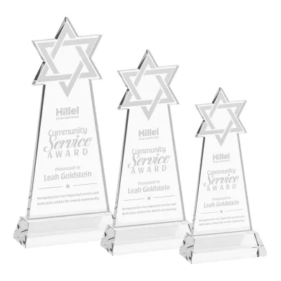 Star of David Award on Hartford Base - Clear