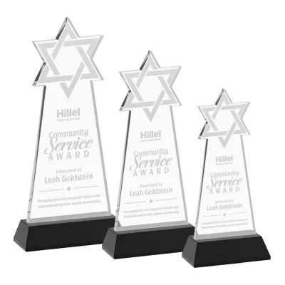 Star of David Award on Hartford Base - Black