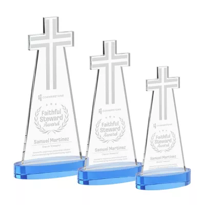 Cross Award on Alberton Base - Sky Blue