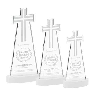 Cross Award on Alberton Base - White
