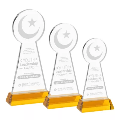 Crescent & Star Award on Hartford Base - Amber