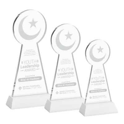 Crescent & Star Award on Hartford Base - White