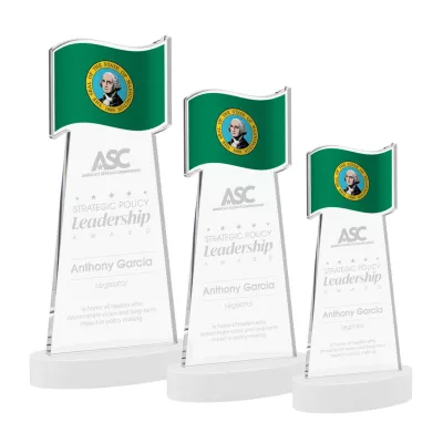 Flag Award on Alberton Base - White