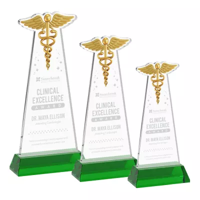 Caduceus Award on Hartford Base - Green