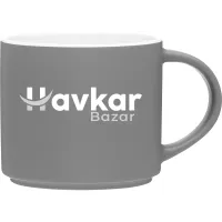 16 oz Monaco Ceramic Mug (Matte Storm Gray/White)