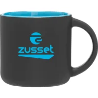 14 oz Minolo Ceramic Mug (Matte Black/Sky Blue)