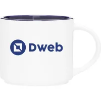 16 oz Monaco Ceramic Mug (Matte White/Cobalt Blue)