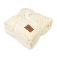 Luxe Nordic Recycled Polyester Throw Blanket - Cream