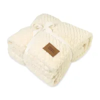 Luxe Nordic Recycled Polyester Throw Blanket - Cream