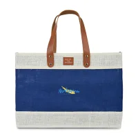 Out of the Woods Jute Market Tote - Navy Blue